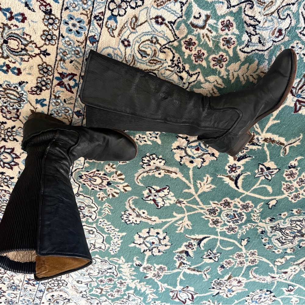 Frye Melissa Scrunch Black Knee Boots